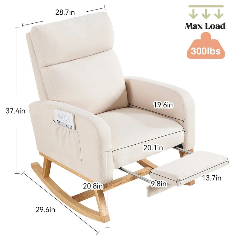Fauteuil à bascule de garderie à dossier haut avec planeur repose-pieds