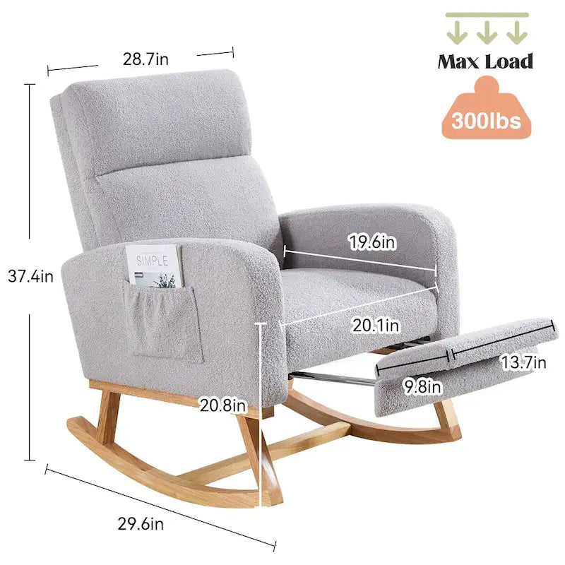 Fauteuil à bascule de garderie à dossier haut avec planeur repose-pieds