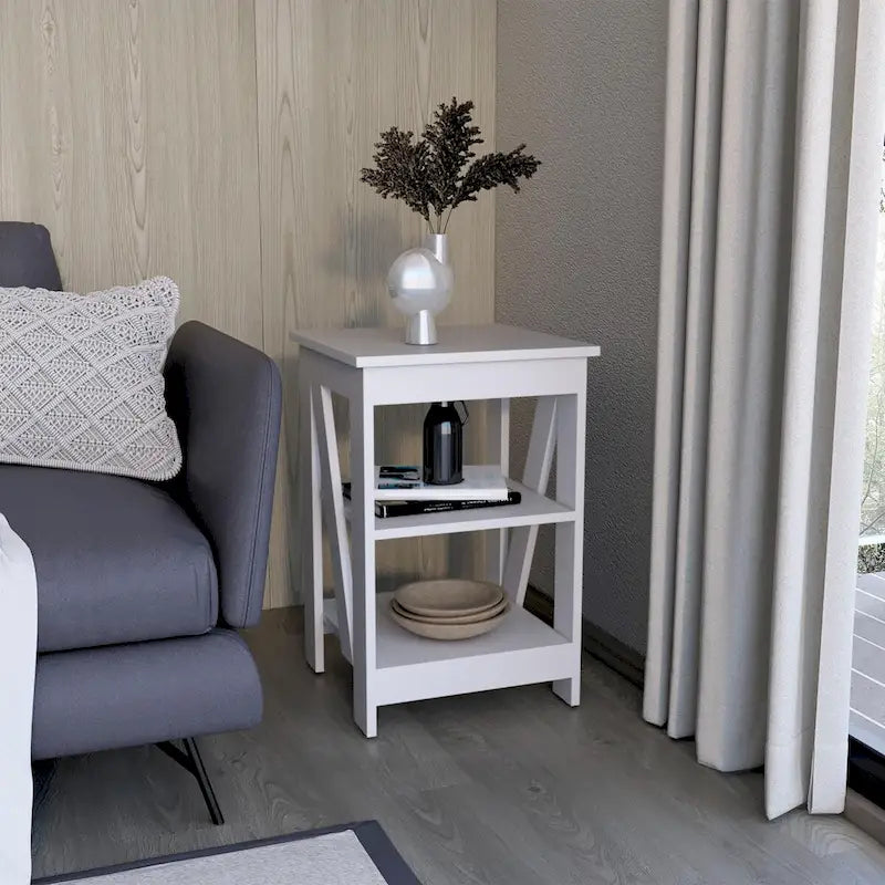 Table d'appoint moderne avec étagères de rangement ouvertes pour le salon