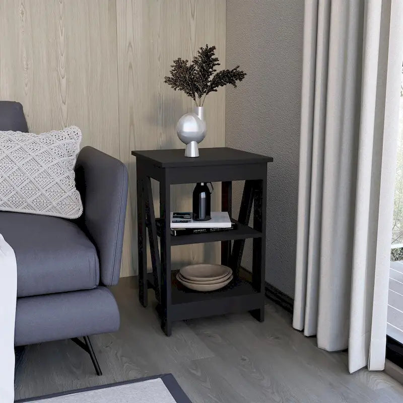 Table d'appoint moderne avec étagères de rangement ouvertes pour le salon