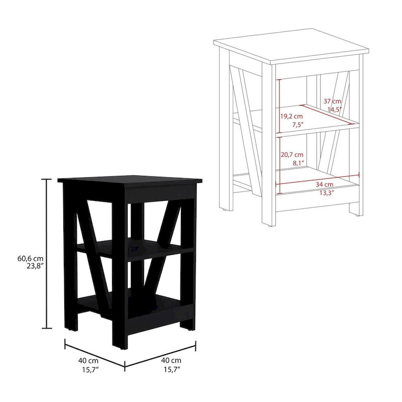 Table d'appoint moderne avec étagères de rangement ouvertes pour le salon