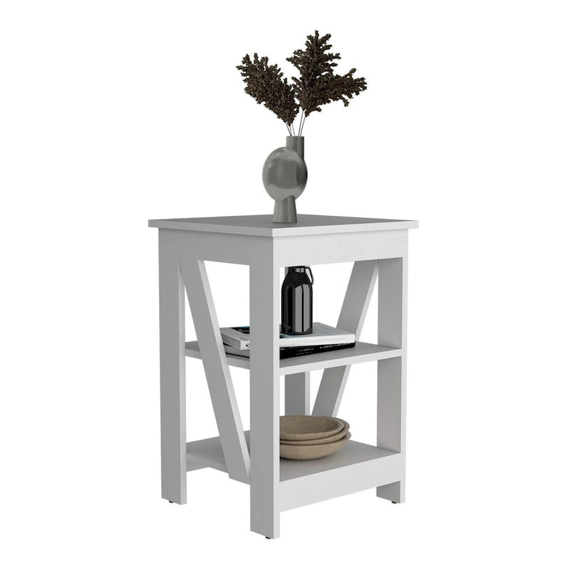 Table d'appoint moderne avec étagères de rangement ouvertes pour le salon