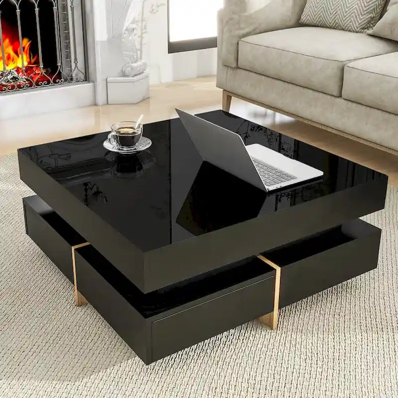 Table basse moderne laquée avec 4 tiroirs