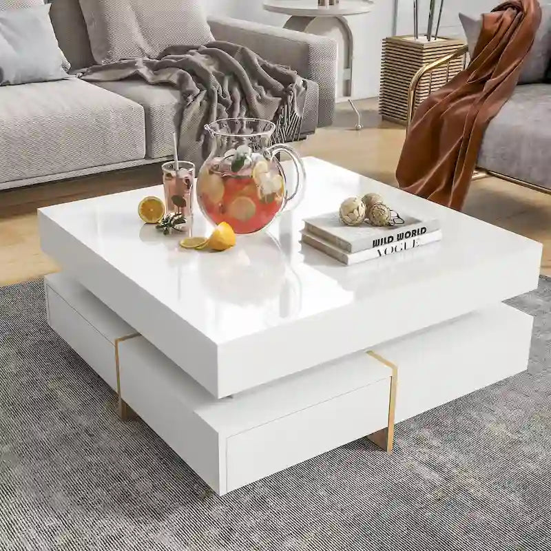 Table basse moderne laquée avec 4 tiroirs