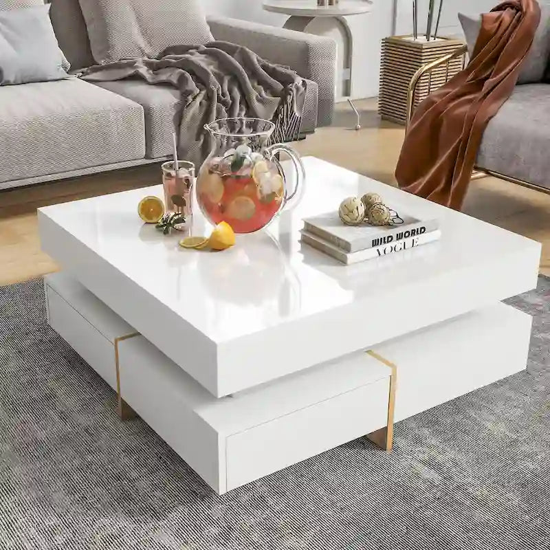 Table basse moderne laquée avec 4 tiroirs