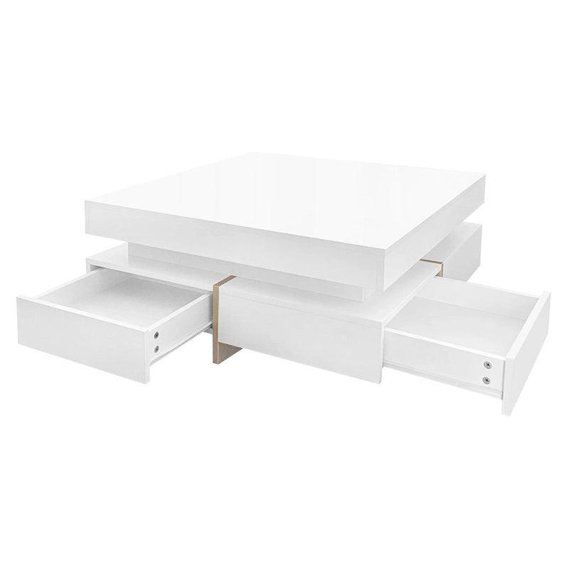 Table basse moderne laquée avec 4 tiroirs