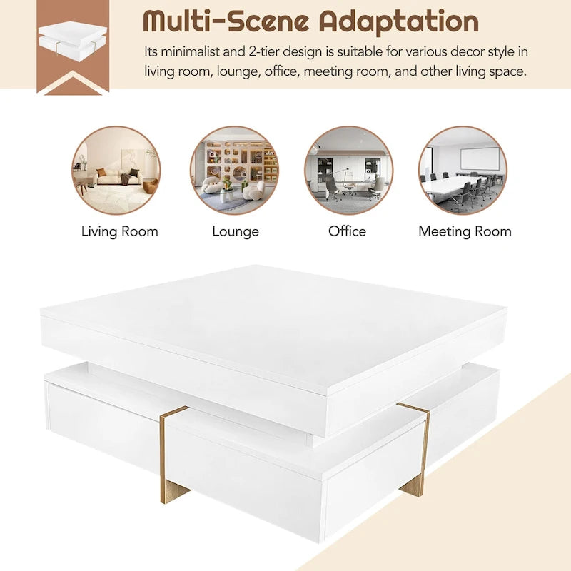 Table basse moderne laquée avec 4 tiroirs