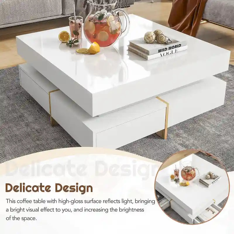 Table basse moderne laquée avec 4 tiroirs