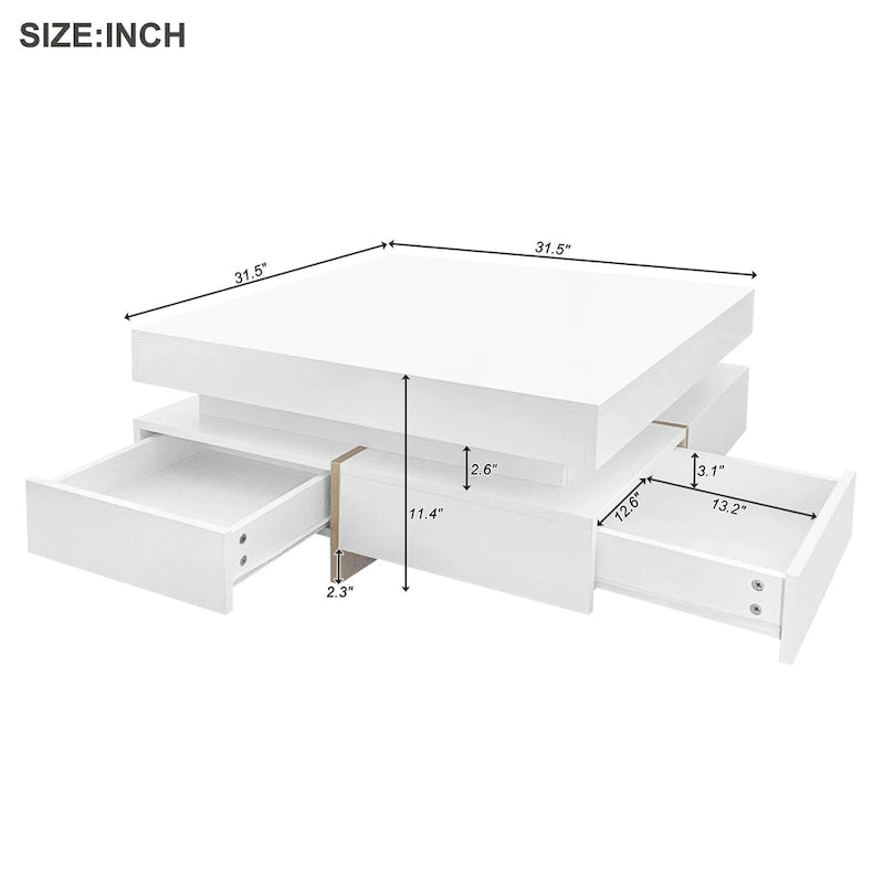 Table basse moderne laquée avec 4 tiroirs
