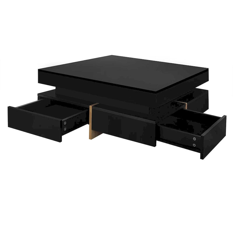 Table basse moderne laquée avec 4 tiroirs