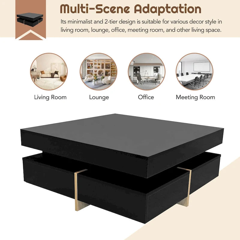 Table basse moderne laquée avec 4 tiroirs