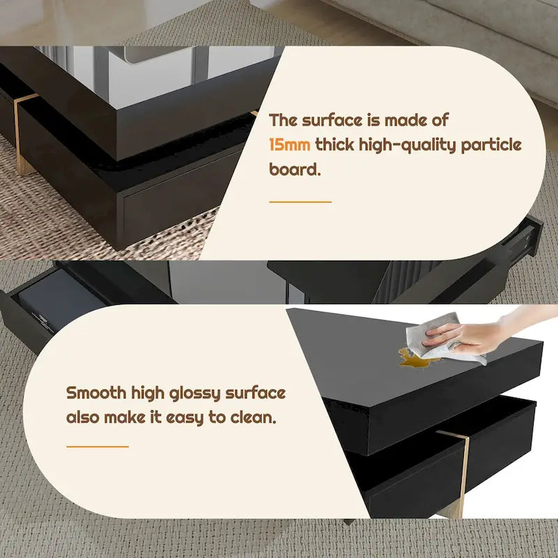 Table basse moderne laquée avec 4 tiroirs