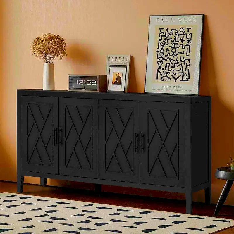 Buffet de console en bois à quatre portes avec rangement