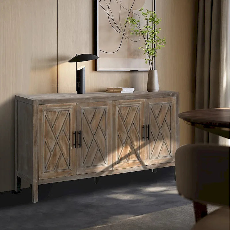 Buffet de console en bois à quatre portes avec rangement