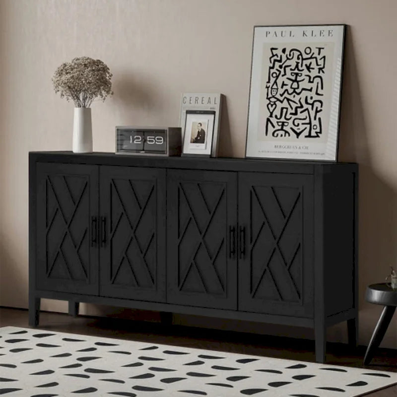 Buffet de console en bois à quatre portes avec rangement