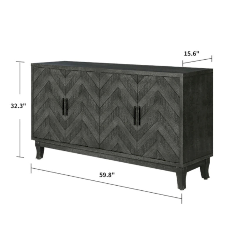 Buffet de console en bois à quatre portes avec rangement