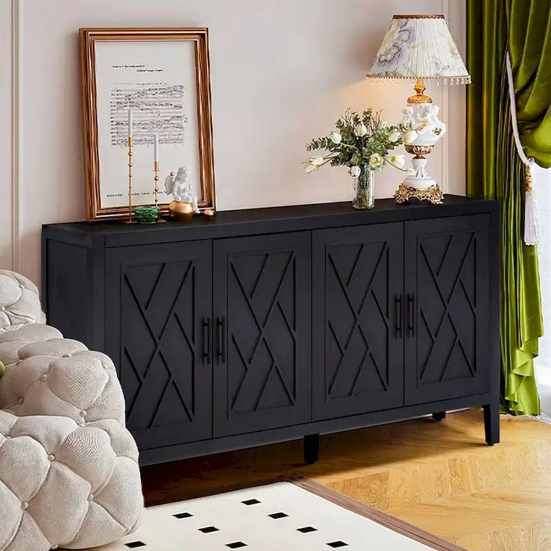 Buffet de console en bois à quatre portes avec rangement