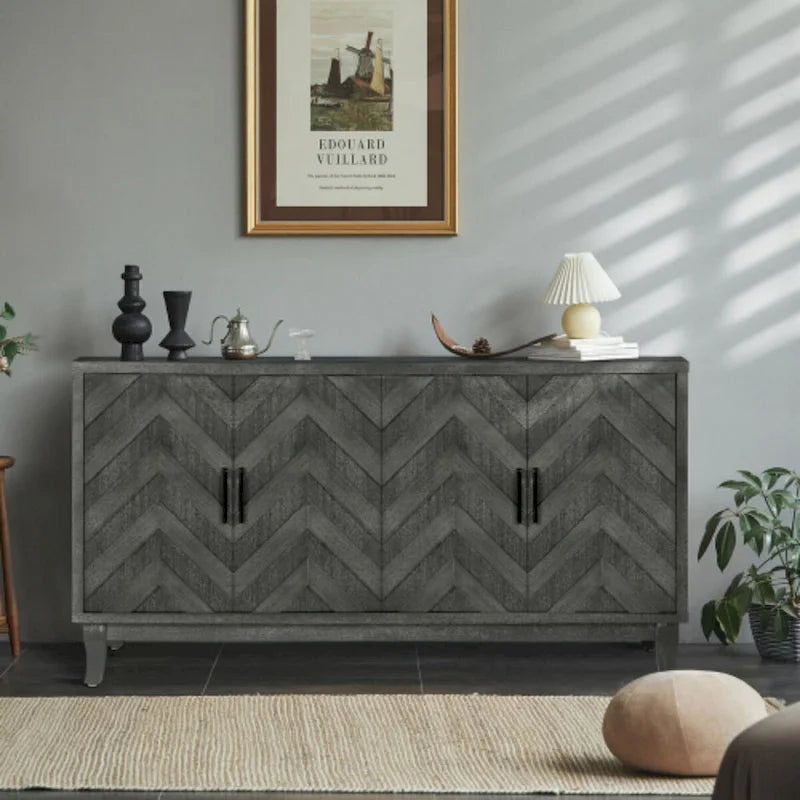 Buffet de console en bois à quatre portes avec rangement