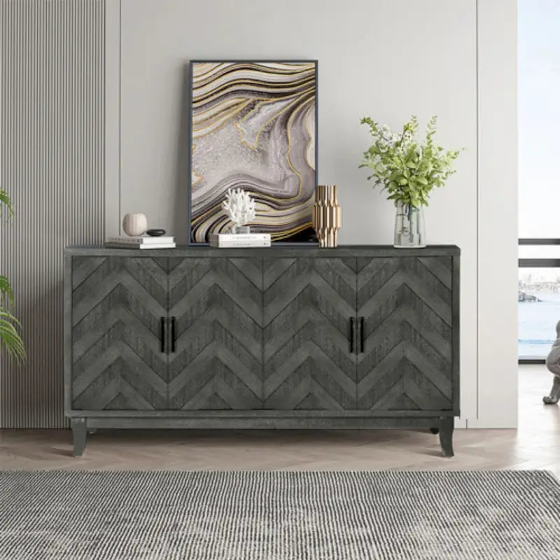 Buffet de console en bois à quatre portes avec rangement