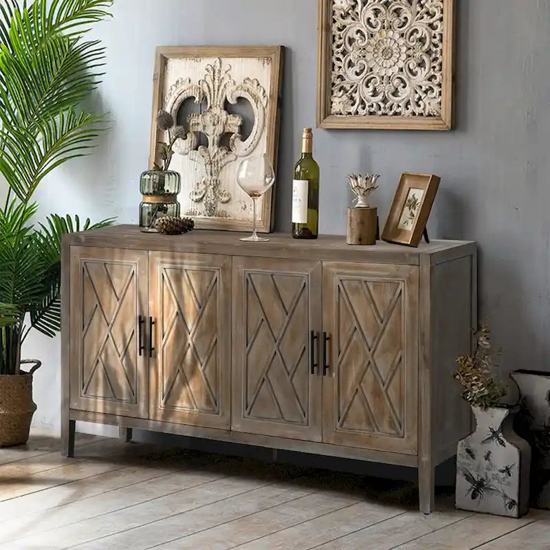 Buffet de console en bois à quatre portes avec rangement