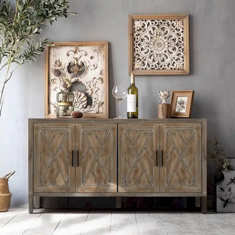 Buffet de console en bois à quatre portes avec rangement