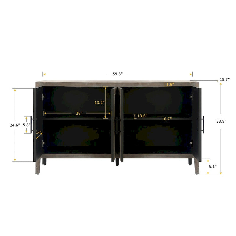 Buffet de console en bois à quatre portes avec rangement
