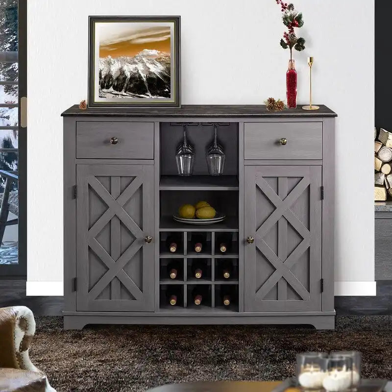 Meuble Bar Armoire de Ferme X-Door avec Range-Bouteilles et Rangement