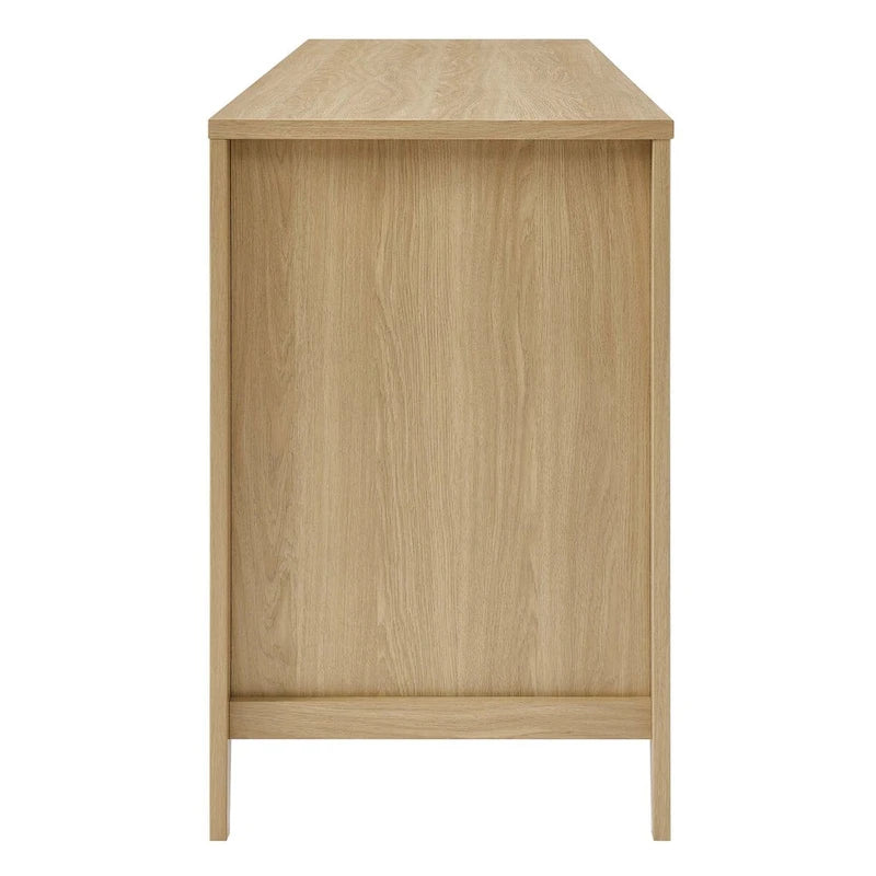 Bureau d'ordinateur de 63 pouces avec rangement en rotin et tiroir à clavier
