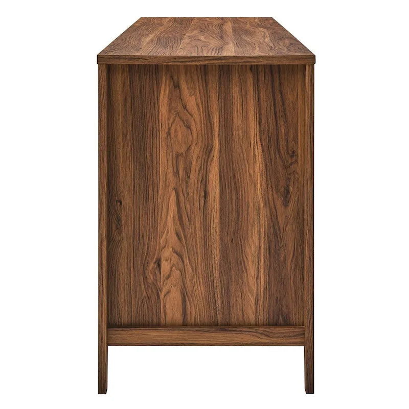 Bureau d'ordinateur de 63 pouces avec rangement en rotin et tiroir à clavier