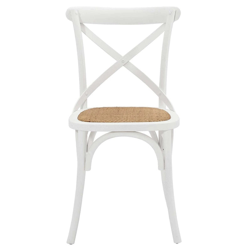 Chaise de salle à manger rustique en orme avec assise en rotin et pieds fuselés