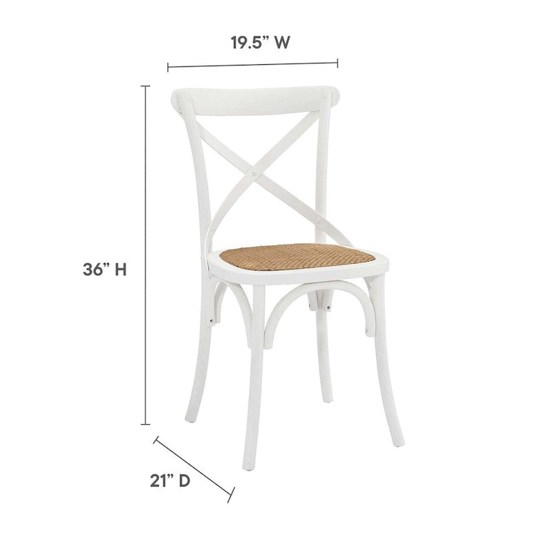 Chaise de salle à manger rustique en orme avec assise en rotin et pieds fuselés