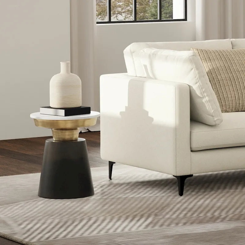 Table d'appoint contemporaine en métal noir et or