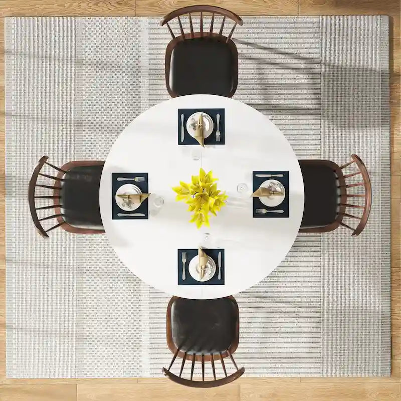 Table à manger ronde de 47 pouces avec étagères de rangement à 2 niveaux