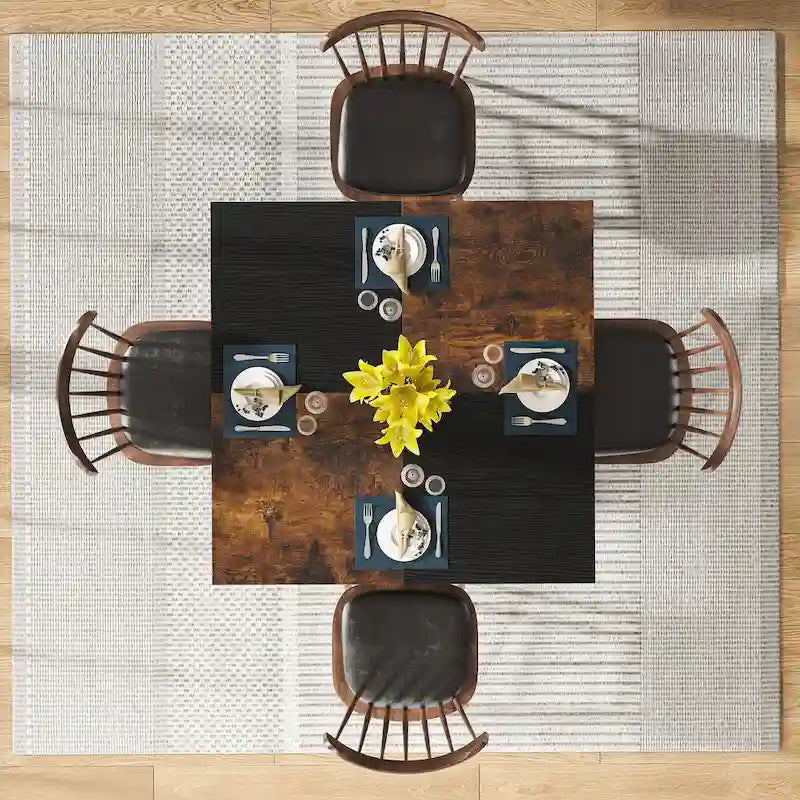 Table à manger ronde de 47 pouces avec étagères de rangement à 2 niveaux