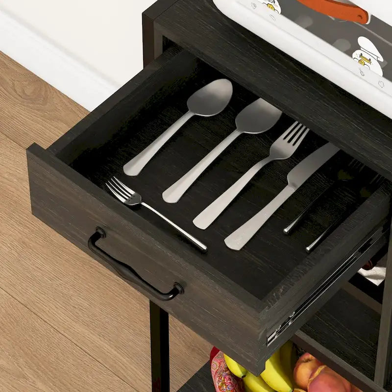 Étagère de cuisine avec prise de courant et lumières LED, meuble bar à café avec étagères de rangement et support pour micro-ondes