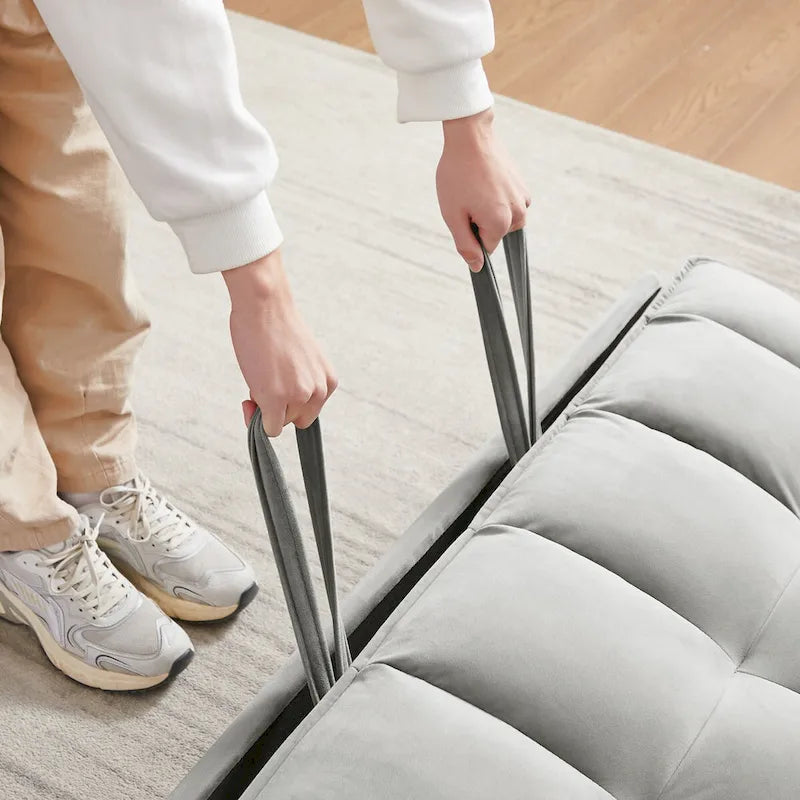 Causeuse convertible moderne en velours avec lit gigogne