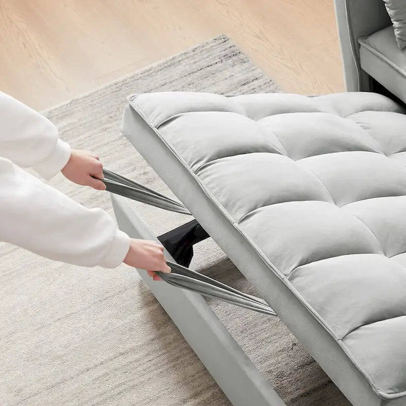 Causeuse convertible moderne en velours avec lit gigogne