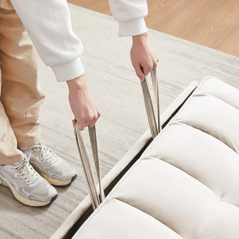 Causeuse convertible moderne en velours avec lit gigogne