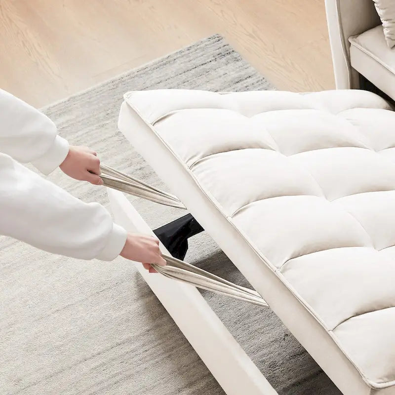 Causeuse convertible moderne en velours avec lit gigogne