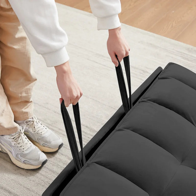 Causeuse convertible moderne en velours avec lit gigogne