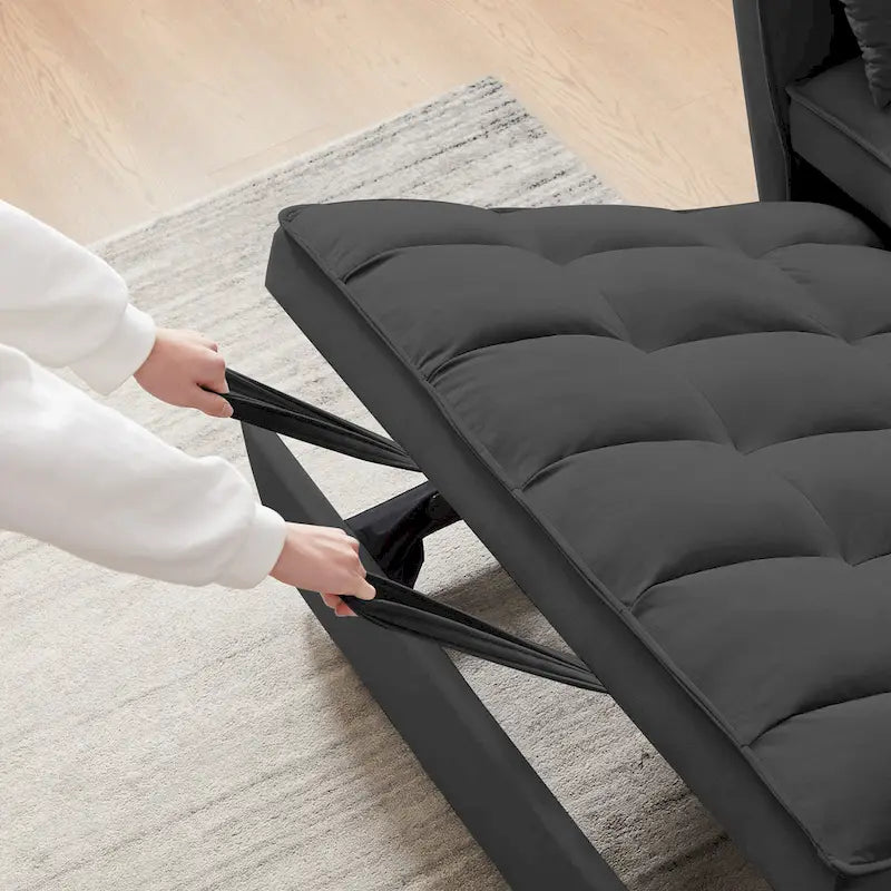 Causeuse convertible moderne en velours avec lit gigogne