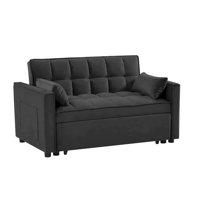 Causeuse convertible moderne en velours avec lit gigogne