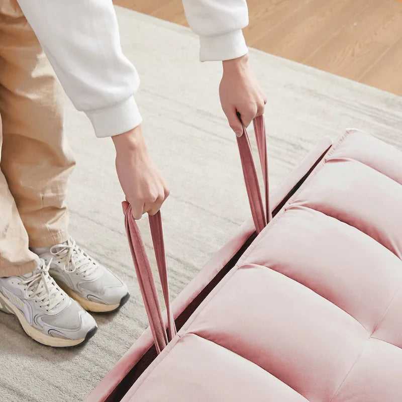 Causeuse convertible moderne en velours avec lit gigogne
