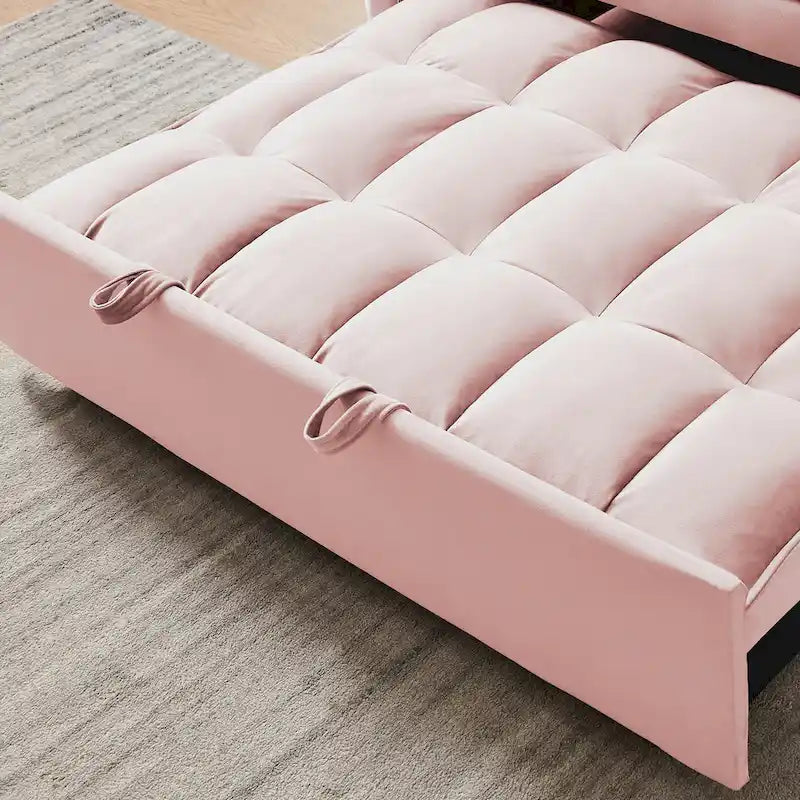 Causeuse convertible moderne en velours avec lit gigogne