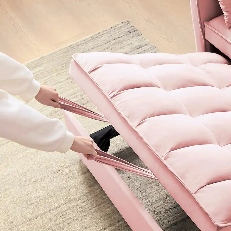 Causeuse convertible moderne en velours avec lit gigogne