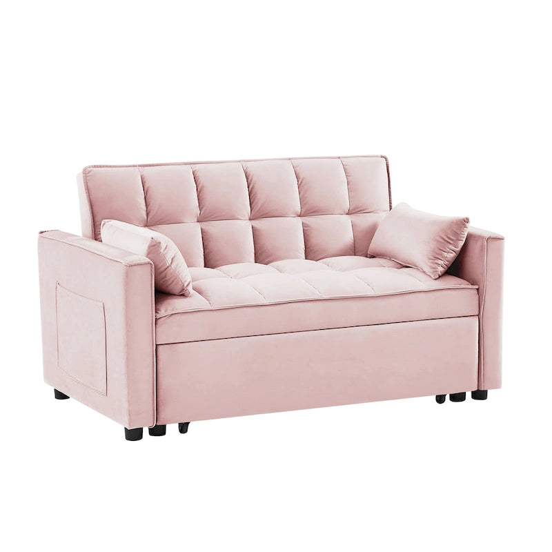Causeuse convertible moderne en velours avec lit gigogne