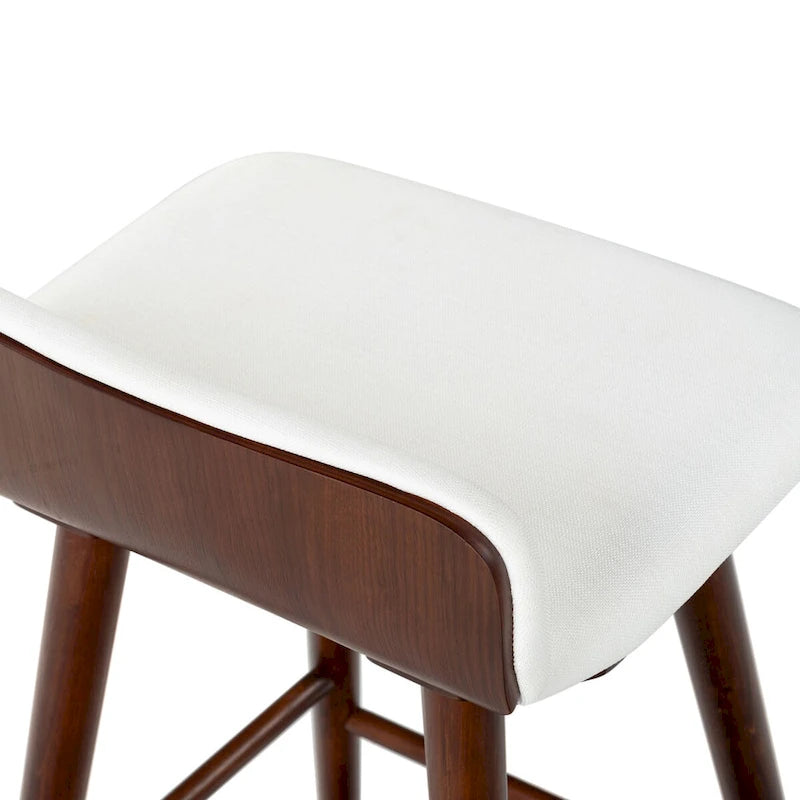 Tabouret de comptoir en cuir de 71 cm avec base en bois de noyer
