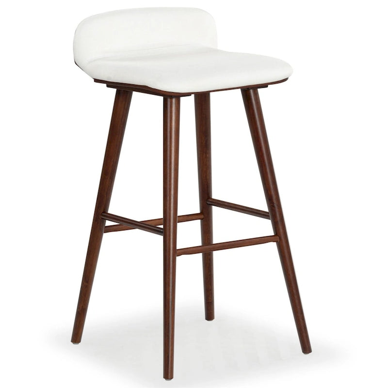 Tabouret de comptoir en cuir de 71 cm avec base en bois de noyer
