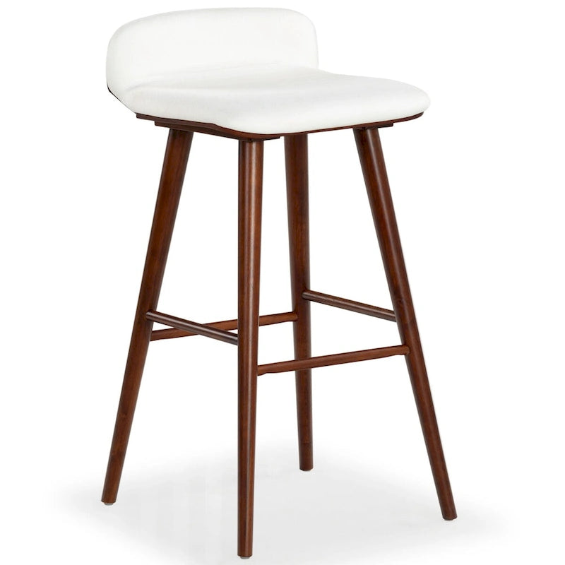 Tabouret de comptoir en cuir de 71 cm avec base en bois de noyer