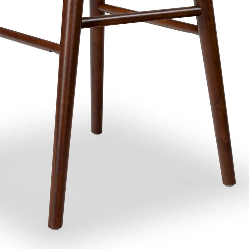 Tabouret de comptoir en cuir de 71 cm avec base en bois de noyer